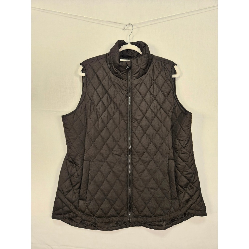 Maurices Black Diamond Quilted Full Zip Mock Neck Puffer Vest XL 793599
